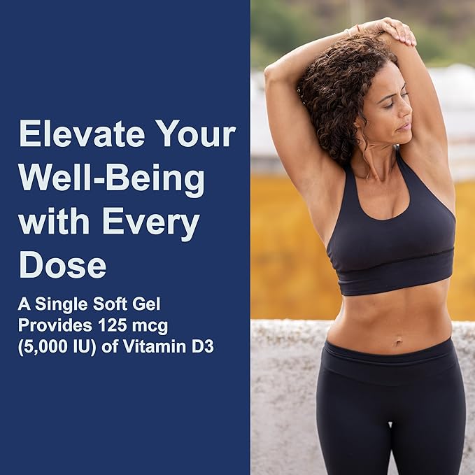 Carlson - Vitamin D3 5000 IU (125 mcg), Bone Health, Muscle Health, Cholecalciferol, Vitamin D Supplements, Vitamin D3 Soft Gels, 360 Softgels