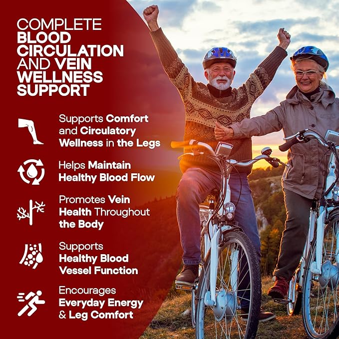 Blood Circulation Supplement, 120 Capsules, Supports Leg Vein, Heart, Vessels and Cardiovascular Health with Niacin, L-Arginine, Ginger, Cayenne Pepper, Hawthorn, Diosmin, Blood Flow Pills