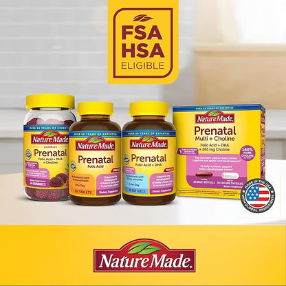 Nature Made Prenatal Gummies with DHA and Folic Acid, Prenatal Vitamin and Mineral Supplement for Daily Nutritional Support, 60 Gummies, 30 Day Supply