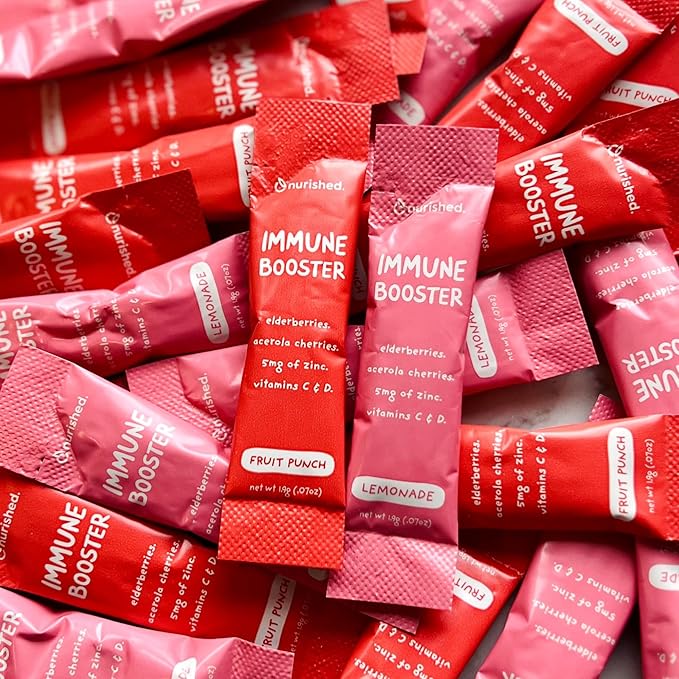 Kids Immune Booster with Elderberry, Acerola Cherry, Zinc, Vitamins C & D - Straight-to-Mouth Powder - 30 Servings - 2 Flavors