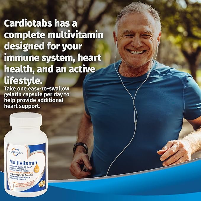 Multivitamin - Heart and Immunity Supplements for Men & Women, Multivitamin for Men & Women, with Minerals B-Vitamin Complex, Vitamins A, C, E, K and 2000 IU Vitamin D3, 120-Count Bottle