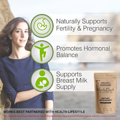 Shatavari Root Organic Powder | Ayurvedic Herb for Women Health Support, Balanced Female Hormones, Lactation Supplement | 100% Pure Wild Asparagus Racemosus Roots (227 gram/ 8 oz)