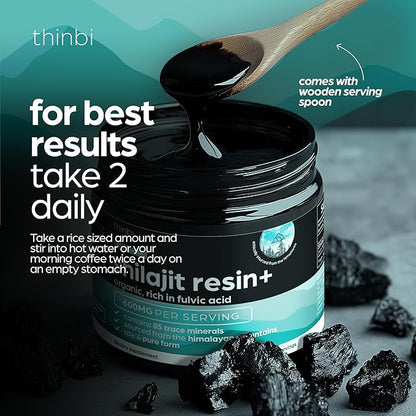 Shilajit Resin 4oz Extra Strength – Pure Himalayan Shilajit for Men & Women, 75%+ Fulvic Acid & 85+ Trace Minerals for Energy, Immune & Metabolism Support, Lab-Tested, Better Than Gummies - Thinbi