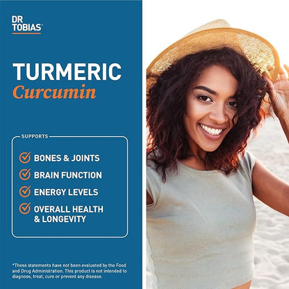 Dr. Tobias Turmeric Curcumin 1500mg with BioPerine – Extra Strength Supplement with 95% Curcuminoids for Joint Support, Overall Vitality & Immune Health, 120 Vegan Capsules, Non-GMO