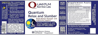 QNL Quantum Relax & Slumber - Organic, Natural Sleep Supplement for Adults - Sleep Support Supplement with Magnesium, Valerian Root, Lavender, Turmeric & More - 60 Vegetarian Capsules