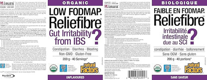 Natural Factors Organic Low FODMAP Reliefiber, Digestive Fiber Powder, Unflavored, 5.3 Oz