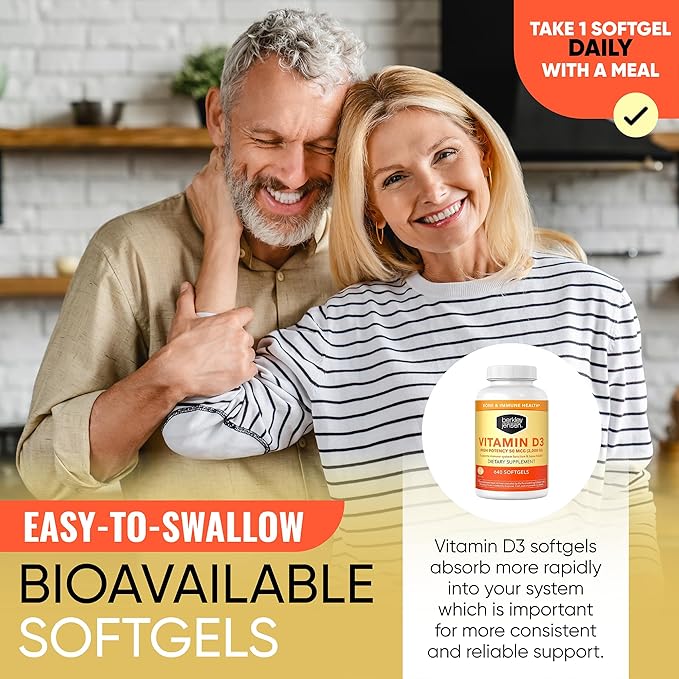 Berkley Jensen High Potency Vitamin D3 2000IU (50 mcg) (640 Softgels), Dietary Supplement for Teeth, Muscle, Immune Function, and Bone Health, for Men and Women, Made in USA, 640 Day Supply