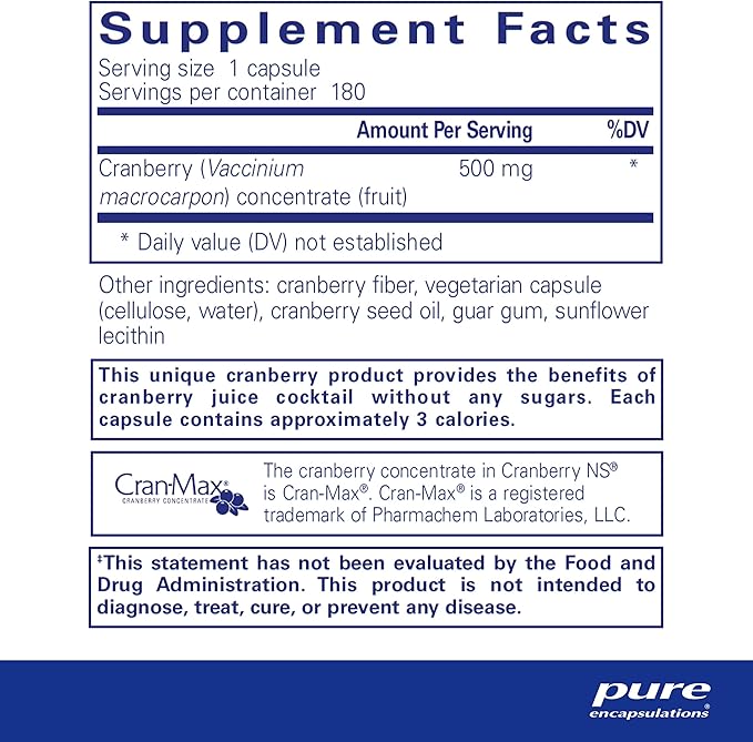 Pure Encapsulations Cranberry NS | Hypoallergenic Supplement to Support Urinary Tract Health |180 Capsules