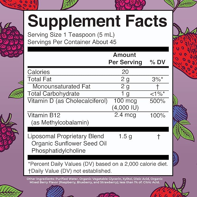 Megadose Vitamin D3 Liposomal by MaryRuth's| Vitamin D 4000 IU | Ultra Absorption | Immune Support for Adults | Bone Health | VIT D3 | Vegan | Sugar Free | Gluten Free | Non-GMO | 45 Servings