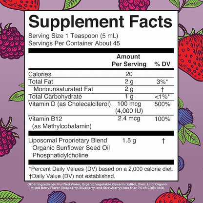 Megadose Vitamin D3 Liposomal by MaryRuth's| Vitamin D 4000 IU | Ultra Absorption | Immune Support for Adults | Bone Health | VIT D3 | Vegan | Sugar Free | Gluten Free | Non-GMO | 45 Servings