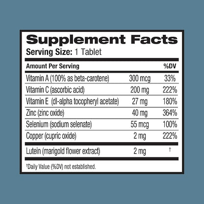 Ocuvite Eye Vitamin & Mineral Supplement, Lutein & Antioxidant Vitamins A, C & E, Zinc for Eye Health & Macular Support, Ocular Vitamins for Eyes, 60 Tablets
