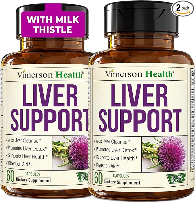 Liver Cleanse Detox & Repair Milk Thistle Supplement - Herbal Liver Support - Choline, Artichoke Extract & Chicory. Dandelion Root Supplement to Support Digestion & Promote Cellular Repair. 2 Pack