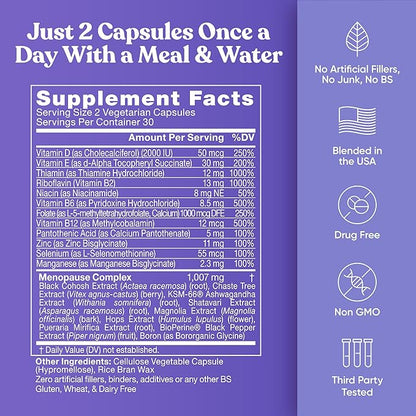 Eu Natural Staying Cool Menopause Supplements for Women – Hormonal Hot Flash Relief, Weight Support, & Night Sweats – Vitex Chaste Tree & Black Cohosh – 60 Vegetarian Soft Capsules