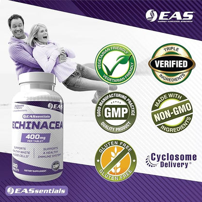 Experimental and Applied Sciences Echinacea 400mg | Tri Blend Formulation | Immune & Respiratory Support | Gluten Free, Non GMO | Better Absorption with Cyclosome Delivery | 120 Tablets