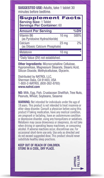 Natrol Sleep Advanced Melatonin Time Release Tablets, Nighttime Sleep Aid, 10mg, 60 Count (Pack of 2)