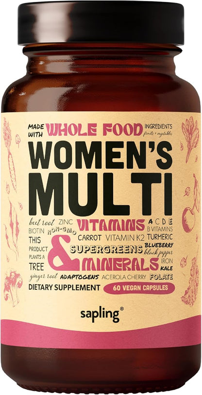 Multivitamin for Women - Daily Women’s Multivitamin - Methylated B Complex with Whole Food Ingredients, Vitamin B12, Folate, A, C, D3, E, K2, Organic Fruits & Vegetables - Vegan, Non-GMO - 60 Caps