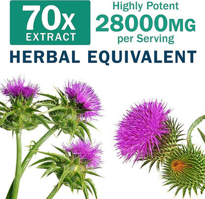 Milk Thistle 200mg Liver Detox Supplement with Dandelion Root & Artichoke Extract | 60 Capsules | Silymarin Antioxidant Support,Liver Cleanse & Herbal Health Supplement