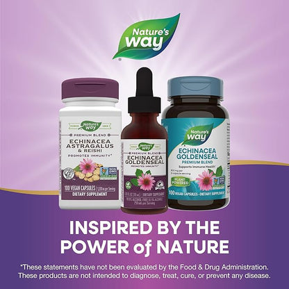 Nature's Way Premium Formula Echinacea-Goldenseal, 250 mg per serving, 99.9% Alcohol-Free, 1.01 Oz.