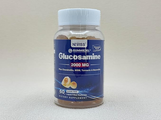 NEVISS Sugar Free Glucosamine Filled Gummies - Glucosamine Supplement Plus Chondroitin, MSM, Turmeric, Boswellia, Hyaluronic Acid, Vitamin D3 & Zinc, 120 Gummies, 60 Servings