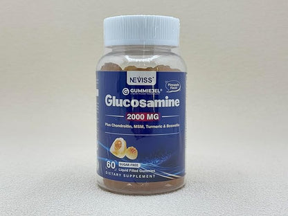 NEVISS Sugar Free Glucosamine Filled Gummies - Glucosamine Supplement Plus Chondroitin, MSM, Turmeric, Boswellia, Hyaluronic Acid, Vitamin D3 & Zinc, 120 Gummies, 60 Servings