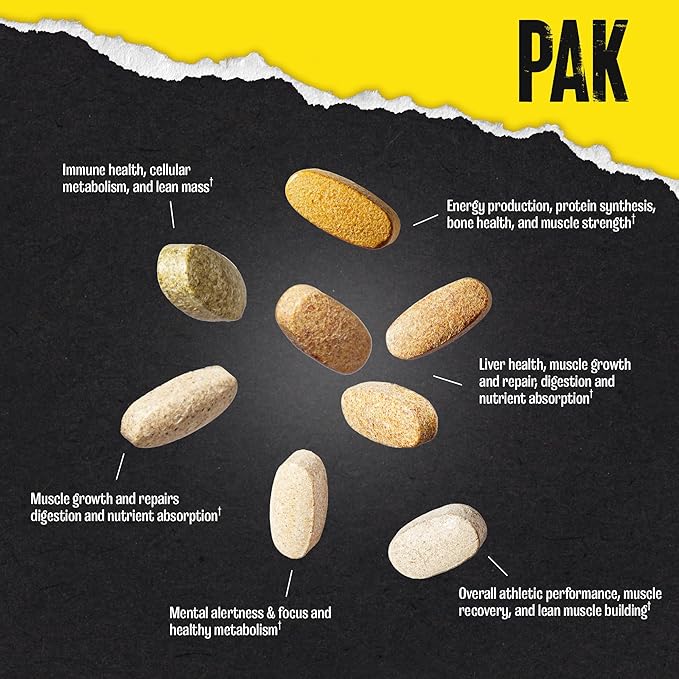 Animal Pak - Convenient Multivitamin for Men & Women Daily All-in-One Vitamin & Supplement Pack - Zinc, Vitamins C, B, D, Amino Acids, and Immune Support - Sports Nutrition Performance - 44 Count