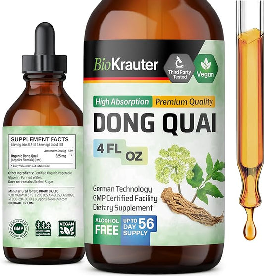BIO KRAUTER Dong Quai Tincture - Angelica Root Liquid Extract - Women’s Health Support - Alcohol and Sugar Free Angelica Tincture - Vegan Dong Quai Drops 4 Fl.Oz.