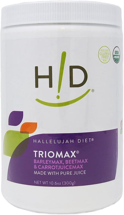 Hallelujah Diet TrioMax – Superfood Vitamin & Antioxidant Blend, Pure Juice Powder Supplement, Organic, Gluten-Free, Vegan, 30 Servings, Large