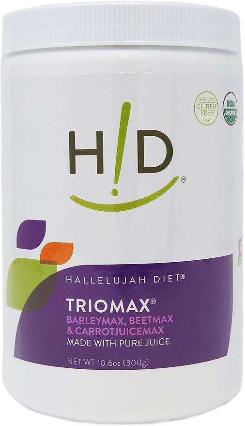 Hallelujah Diet TrioMax – Superfood Vitamin & Antioxidant Blend, Pure Juice Powder Supplement, Organic, Gluten-Free, Vegan, 30 Servings, Large