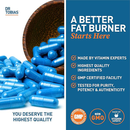 Dr. Tobias Fat Burner Nightly, Night Time Metabolic Support with White Kidney Bean Extract, Ashwagandha Root, Green Coffee Bean Extract & Melatonin, Non-GMO, 60 Capsules (30 Day Supply)