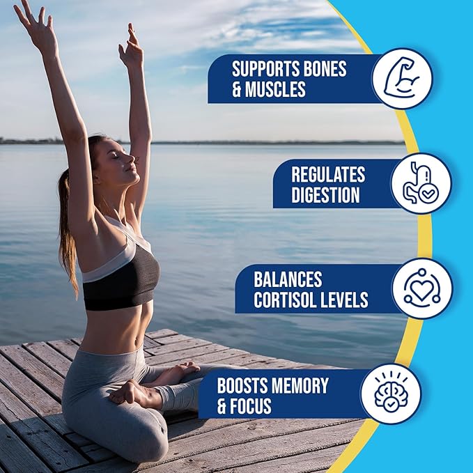 Venture Pal Magnesium Glycinate Powdered Calming Drink Mix with Ashwagandha, Vitamin D, L-Theanine, Lions Mane, Sugar Free Magnesium Supplement Blend for Calm, Relax & Focus, Non GMO, Vegan, 16 Sticks