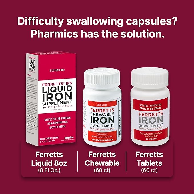 Iron Supplement Capsules 18mg (IPS) - 100-Day Supply of Gentle Iron Supplement for Women & Men - Non-Constipating Iron Supplement for Anemia