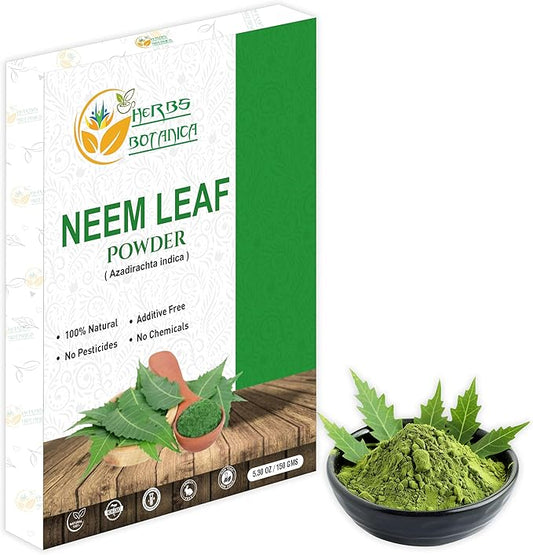 Neem Powder for Hair Growth, Skin Care & Detox Wildcrafted Bitter Neem Leaves Powder for Immune System Support, Digestive Health 5.3 oz