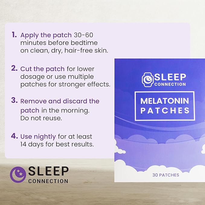 Melatonin Patches for Adults - 60 Beige Sleep Patches for Adults, Skin Friendly, Sleep Promoting Stickers with Natural Ingredients - Supports Better Sleep & Relaxation - 2 packs of 30