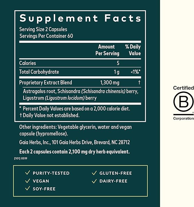 Gaia Herbs Astragalus Supreme - Immune and Antioxidant Support Herbal Supplement - with Astragalus Root, Schisandra Berry, and Ligustrum - 120 Vegan Liquid Phyto-Capsules (30-Day Supply)