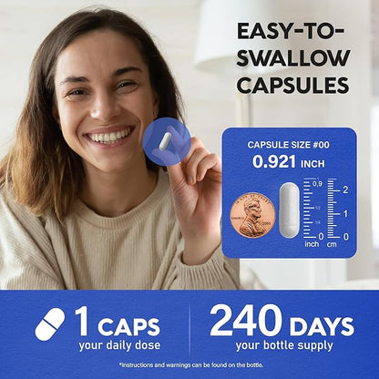 Magnesium Glycinate 500 mg - Chelated Supplement - 98% High Absorption - Support for Sleep, Muscle & Heart Health - Made in USA, Lab Tested & Non-GMO - 240 Capsules