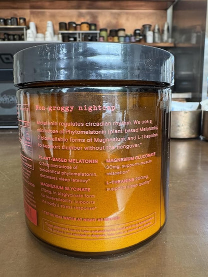 Moon Juice - Sleepy Magnesi-Om, Cherry - Jar (35 Servings) - Sleep Support Aid - Plant Based Melatonin, Magnesium & L-Theanine - 3rd Party Tested - 100% Traceable - Glass Jar - Vegan, Non GMO - 4.2oz