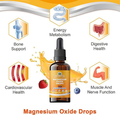 Liquid Magnesium Oxide 400mg Drops - Liquid Magnesium Oxide Supplement for Bone, Muscle, and Heart Health, Sublingual Magnesium Oxide, High Potency, Easy-to-Absorb, 60ml