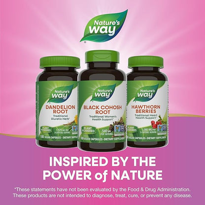Nature's Way Black Cohosh Root, Traditional Support for Women's Health*, 540 mg per Serving, Non-GMO Project Verified, 180 Capsules