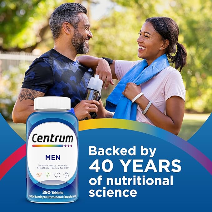 Centrum Multivitamin for Men, Multivitamin/Multimineral Supplement with Vitamin D3, B Vitamins and Antioxidants, Gluten Free, Non-GMO Ingredients - 200 Count