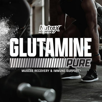 Nutrex Research L-Glutamine Powder Supplement - 60 Serving - Pure Unflavored, Non-GMO & Gluten Free | No Clumps!