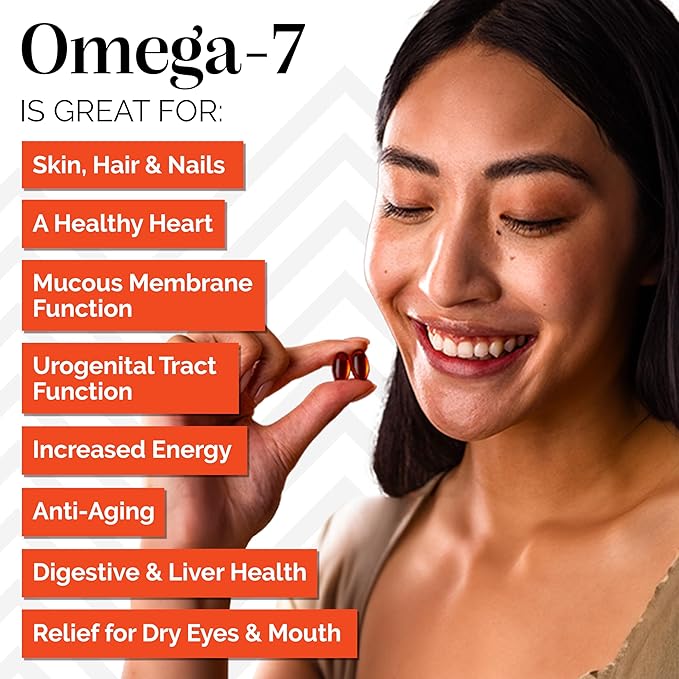 sibu Omega-7 Softgels, Premium Organic Himalayan Sea Buckthorn Oil (120ct, 60 Day Supply) – Supplement for Healthy Skin, Hair, Nails and Dryness