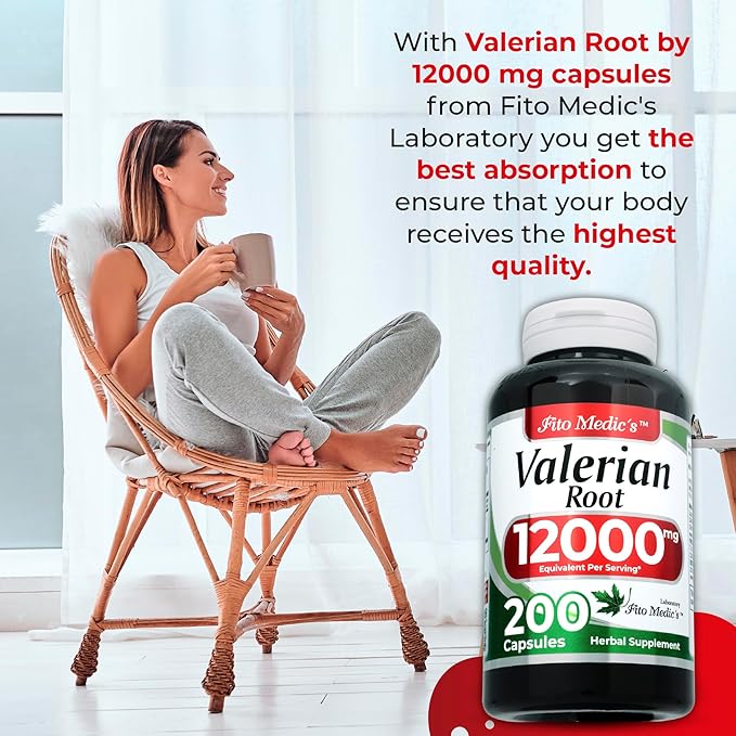 FITO MEDIC'S Lab | Valerian Root |200 Capsules |12000 mg| Valerian Root Capsules | Valerian | Valerian Root herb | Valerian Root Extract | Concentrate Extract |Ultra high Absorption.