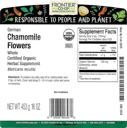 Frontier Co-op Organic Whole Chamomile Flowers 1lb