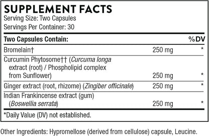 THORNE Phytoprofen - Botanical Blend of Ginger, Boswellia, and Curcumin - Supports Healthy Cytokine Balance and Healing After Injury or Surgery* - Gluten-Free, Soy-Free, Dairy-Free - 60 Capsules