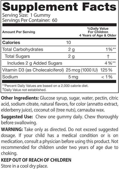 Doctor's Best Doc's Kids Children's Vitamin D3 Gummies 1000iu, Supports Healthy Bones & Teeth, Immune Health, Calcium Absorption, 60 Count