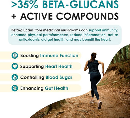 Turkey Tail Powder - Organic Mushroom Supplement with Powerful Turkey Tail Mushroom Extract for Microbiome & Cellular Support 60g