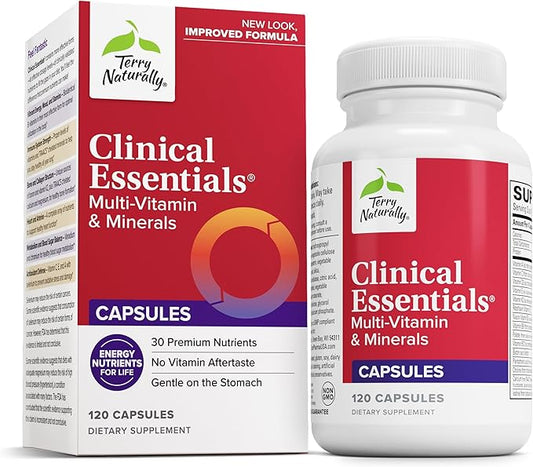 Terry Naturally Clinical Essentials - Supplement to Aid Bone, Cardiovascular & Immune Health - Supplement with Chelated Minerals - Supplement with B-Vitamins & Vitamin C - 120 Tablets