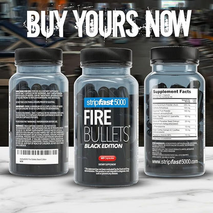 stripfast5000 Fire Bullets Black Edition Max Strength for Women and Men - Pack of 1