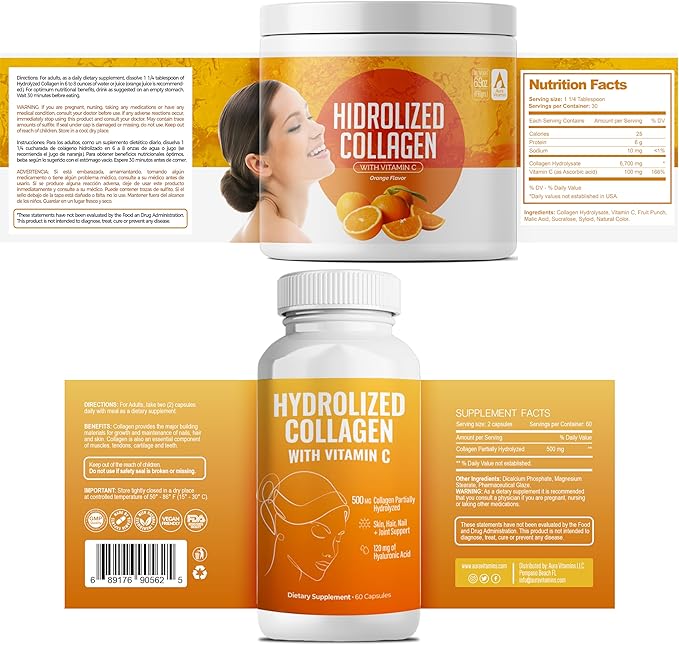Hydrolyzed Collagen Powder Supplement | Promotes Hair, Nail, Skin, Bone, Joint Health, Gut Health | Hydrolyzed Grass Fed Collagen Peptides |Collagen for Women | 200gr (Bundle 2)
