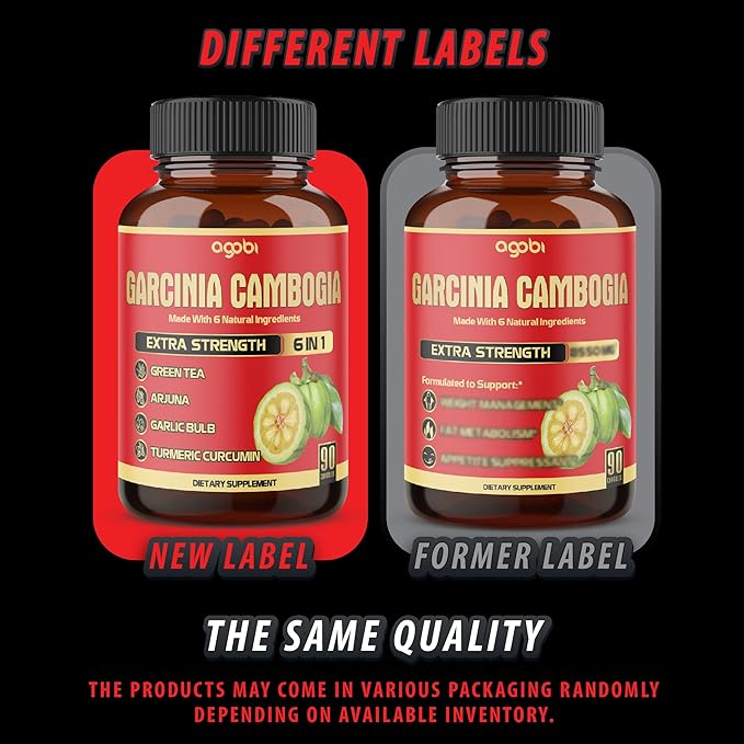 Pure Garcinia Cambogia Capsules - 6in1 with Green Tea, Arjuna, Garlic Bulb, Turmeric & Black Pepper - 90 Counts